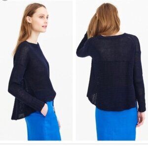 J. Crew Linen Textured Knit Long Sleeve Beach Sweater in Blue - Sz S